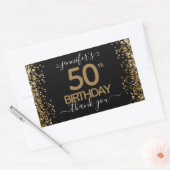50e verjaardag Dank je Gold Glitter Rechthoekige Sticker (Envelop)