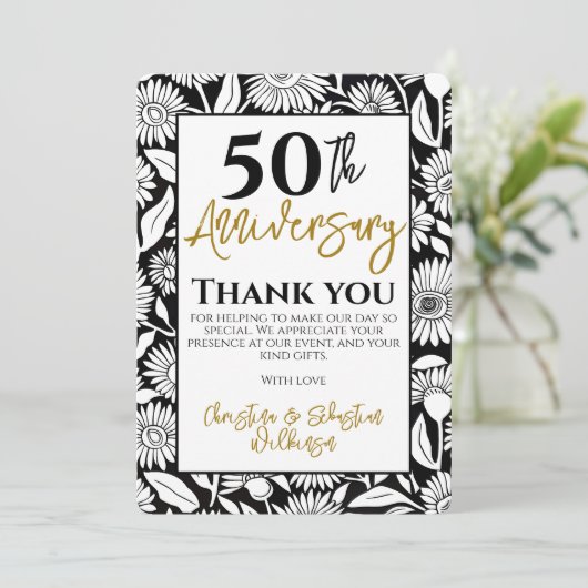 50e verjaardag Dank je wel Minimale Zonnebloem Bedankkaart (Staand voorkant)