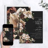 50e verjaardag Dark Moody Neutral Magnolia Floral Kaart