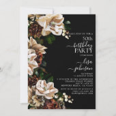 50e verjaardag Dark Moody Neutral Magnolia Floral Kaart (Voorkant)