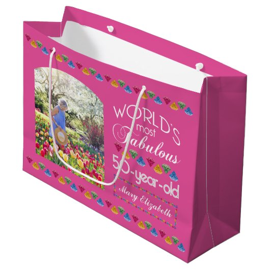 50e verjaardag De meest verbluffende Pareltjes Roz Groot Cadeauzakje (Voorkant Gekanteld)