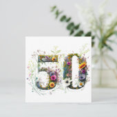 50e verjaardag decoratieve wilde bloem tekst (Staand voorkant)