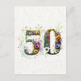 50e verjaardag decoratieve wilde bloem tekst briefkaart