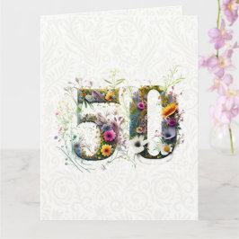 50e verjaardag decoratieve wilde bloem tekst kaart