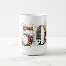 50e verjaardag decoratieve wilde bloem tekst koffiemok