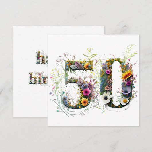 50e verjaardag decoratieve Wildflower tekst (Voorkant / Achterkant)