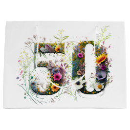 50e verjaardag decoratieve Wildflower tekst Groot Cadeauzakje