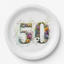 50e verjaardag decoratieve Wildflower tekst