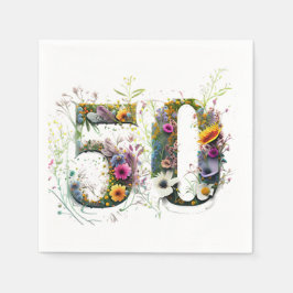 50e verjaardag decoratieve Wildflower tekst Servet