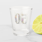 50e verjaardag decoratieve Wildflower tekst Shot Glas (Achterkant)