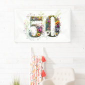 50e verjaardag decoratieve Wildflower tekst Spandoek (Insitu)