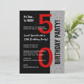 50e verjaardag Deel Modern Red Silver Black W1792 Kaart (Staand voorkant)