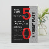 50e verjaardag Deel Modern Red Silver Black W1792A Kaart (Staand voorkant)