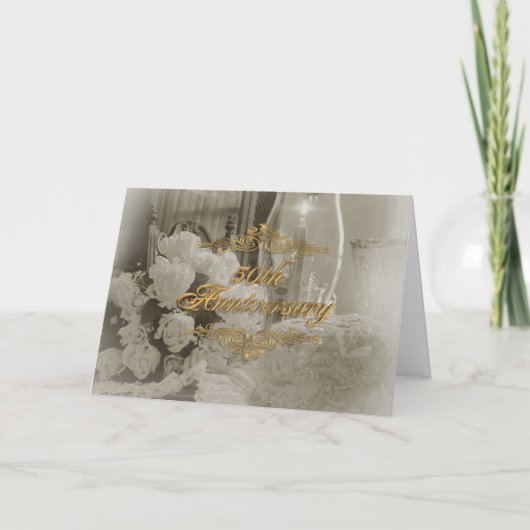 50e verjaardag deel uitnodiging kaart elegant (Voorkant)