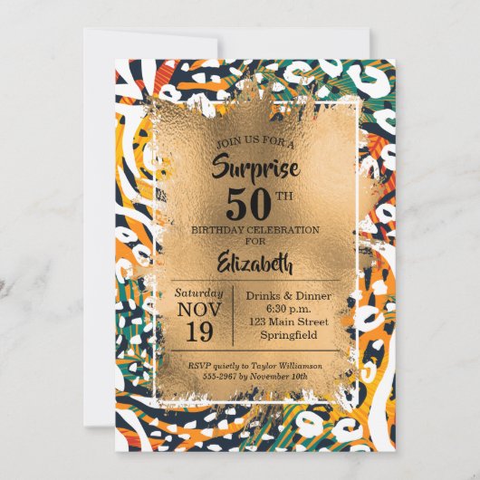 50e verjaardag Dierafdrukken Uitnodigingen (Voorkant)