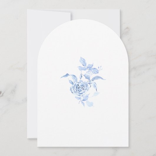 50e verjaardag Dinner Party Blue Floral Arch Kaart (Achterkant)