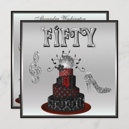 50e verjaardag Disco Diva Cake Sparkle High Heels Kaart (Voorkant / Achterkant)