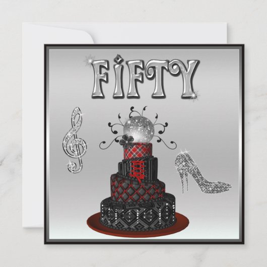 50e verjaardag Disco Diva Cake Sparkle High Heels Kaart (Voorkant)
