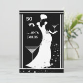 50e verjaardag Diva Art deco Black White Kaart (Staand voorkant)