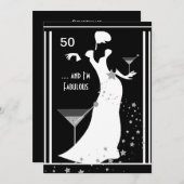 50e verjaardag Diva Art deco Black White Kaart (Voorkant / Achterkant)