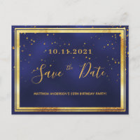 50e verjaardag donkerblauw goud met uitzondering v