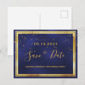 50e verjaardag donkerblauw goud met uitzondering v briefkaart (Voorkant / Achterkant)