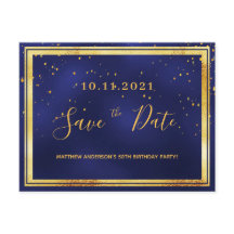 50e verjaardag donkerblauw goud met uitzondering v