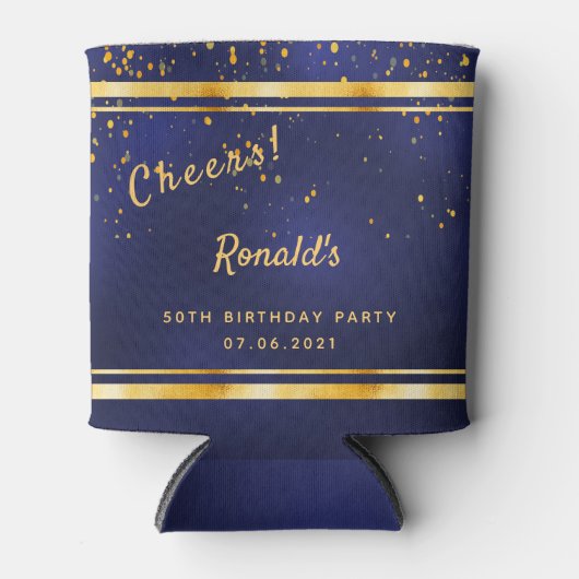 50e verjaardag donkerblauwe goudkaasmakerij blikjeskoeler (Voorkant)