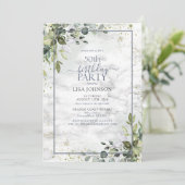 50e verjaardag Dusty Blue Eucalyptus groen Kaart (Staand voorkant)