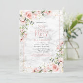 50e verjaardag Dusty Pink Gold Waterverf Marmer Kaart (Staand voorkant)