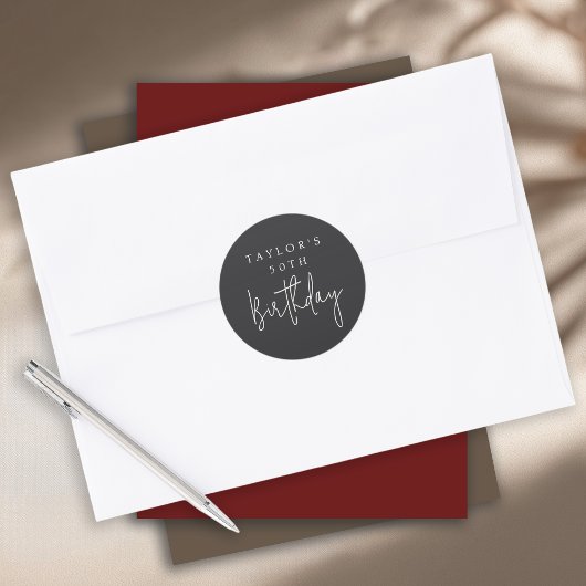 50e verjaardag Eenvoudig Minimalistisch Plat Zwart Ronde Sticker