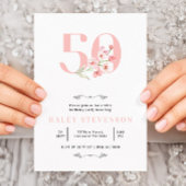 50e verjaardag Eenvoudig roze en witte Floral lega Kaart