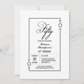 50e Verjaardag Eenvoudig Zwart Lijst Feest Kaart (Voorkant)