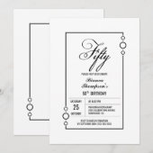 50e Verjaardag Eenvoudig Zwart Lijst Feest Kaart (Voorkant / Achterkant)