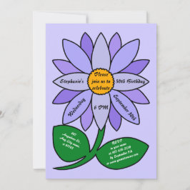 50e verjaardag eenvoudige Paarse zonnebloem uitnod Kaart