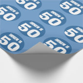 50e verjaardag Eigen naam en kleur BLUE 2 Cadeaupapier (Hoek)