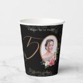 50e verjaardag Elegant Black Gold Custom Photo Papieren Bekers (Achterkant)