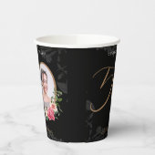50e verjaardag Elegant Black Gold Custom Photo Papieren Bekers (Links)