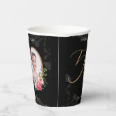 50e verjaardag Elegant Black Gold Custom Photo Papieren Bekers (Rechts)