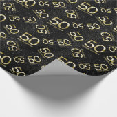50e verjaardag, Elegant Black Gold Glam Cadeaupapier (Hoek)
