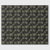50e verjaardag, Elegant Black Gold Glam Cadeaupapier (Vlak)
