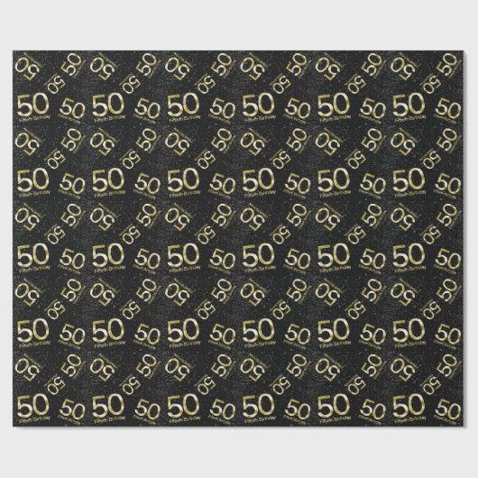 50e verjaardag, Elegant Black Gold Glam Cadeaupapier