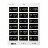 50e verjaardag, Elegant Black Gold Glam Etiket (Full Sheet)