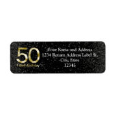 50e verjaardag, Elegant Black Gold Glam Etiket (Voorkant)