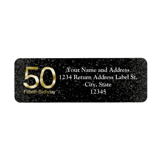 50e verjaardag, Elegant Black Gold Glam Etiket (Voorkant)