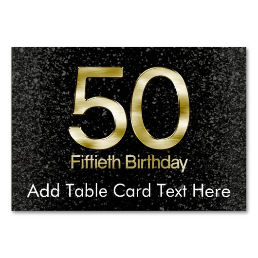 50e verjaardag, Elegant Black Gold Glam Kaart (Voorkant)
