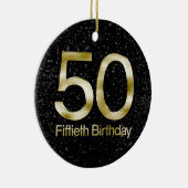 50e verjaardag, Elegant Black Gold Glam Keramisch Ornament (Rechts)