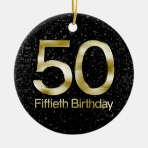 50e verjaardag, Elegant Black Gold Glam Keramisch Ornament