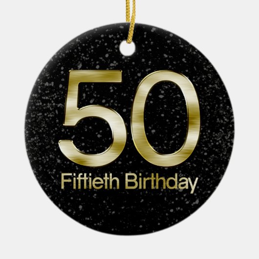50e verjaardag, Elegant Black Gold Glam Keramisch Ornament (Voorkant)