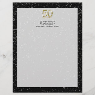 50e verjaardag, Elegant Black Gold Glam Persoonlijk Briefhoofd